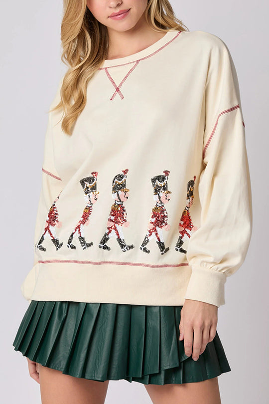 Drune | Weihnachts Soldat Pailletten Langarm Freizeit Sweatshirt