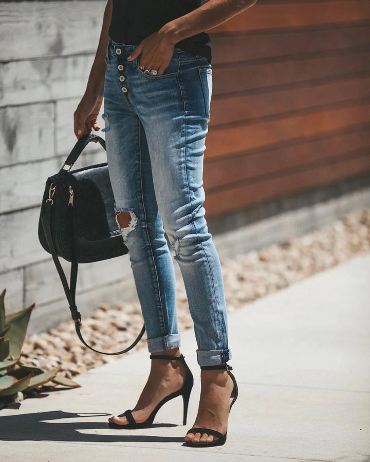 Drune - Hellblaue zerrissene Jeans