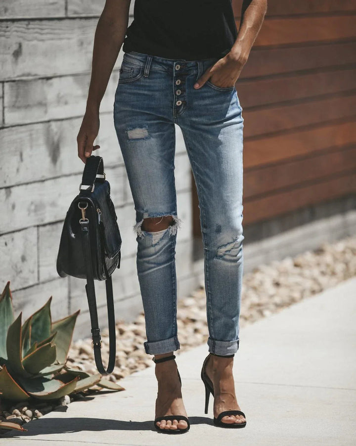 Drune - Hellblaue zerrissene Jeans