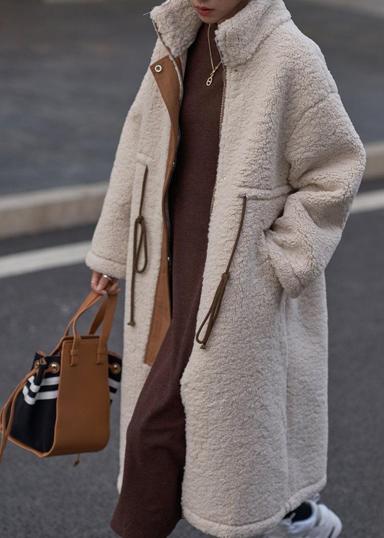 Drune | Apricotfarbener Wollmantel mit Hohem Kragen