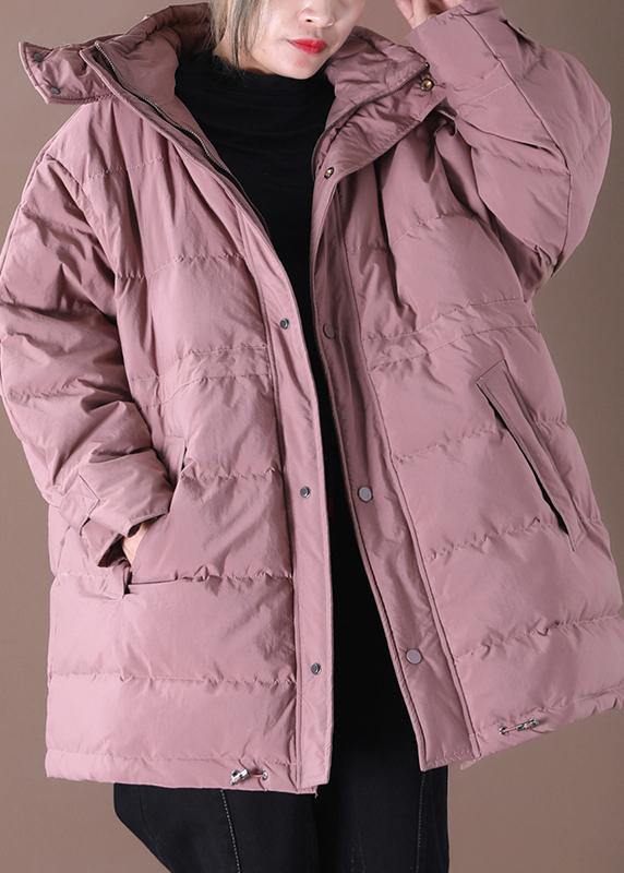 Drune | pink Daunenmantel Winter Übergröße Schneejacken mit Kapuze Taschen Damen Übermantel
