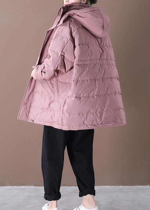 Drune | pink Daunenmantel Winter Übergröße Schneejacken mit Kapuze Taschen Damen Übermantel