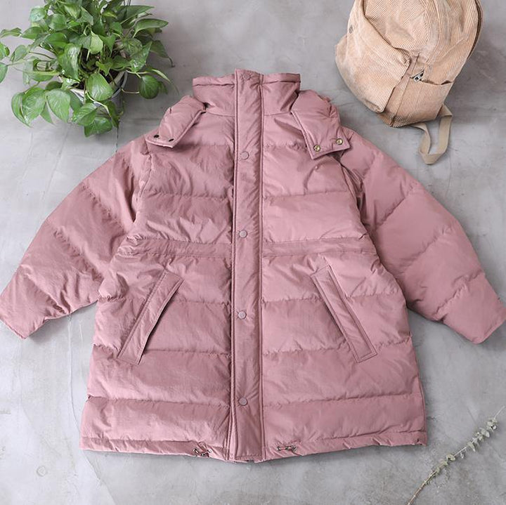 Drune | pink Daunenmantel Winter Übergröße Schneejacken mit Kapuze Taschen Damen Übermantel