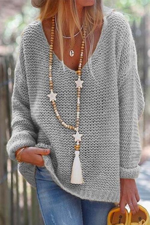 Drune | Rosiedress V-Ausschnitt Drop-Shoulder Solid Strickpullover