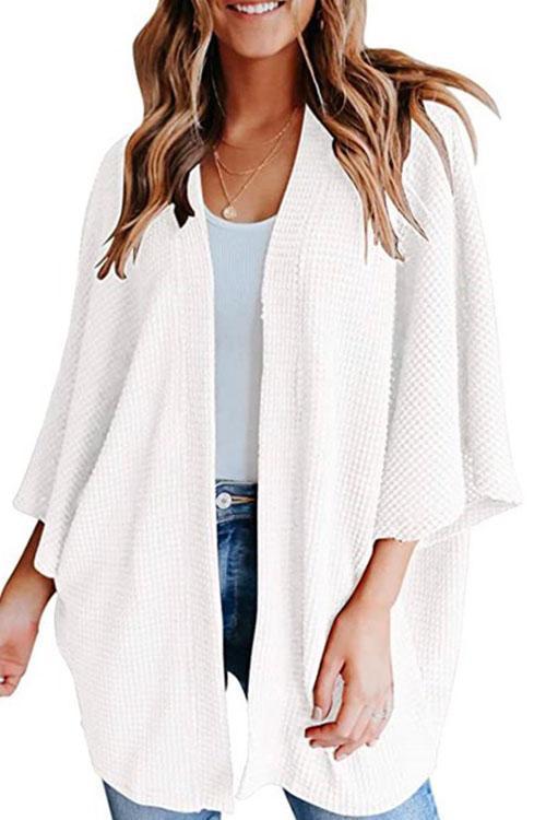 Drune | Rosiedress Solid 3/4 Ärmel Offene Vorderseite Kimono Cardigan