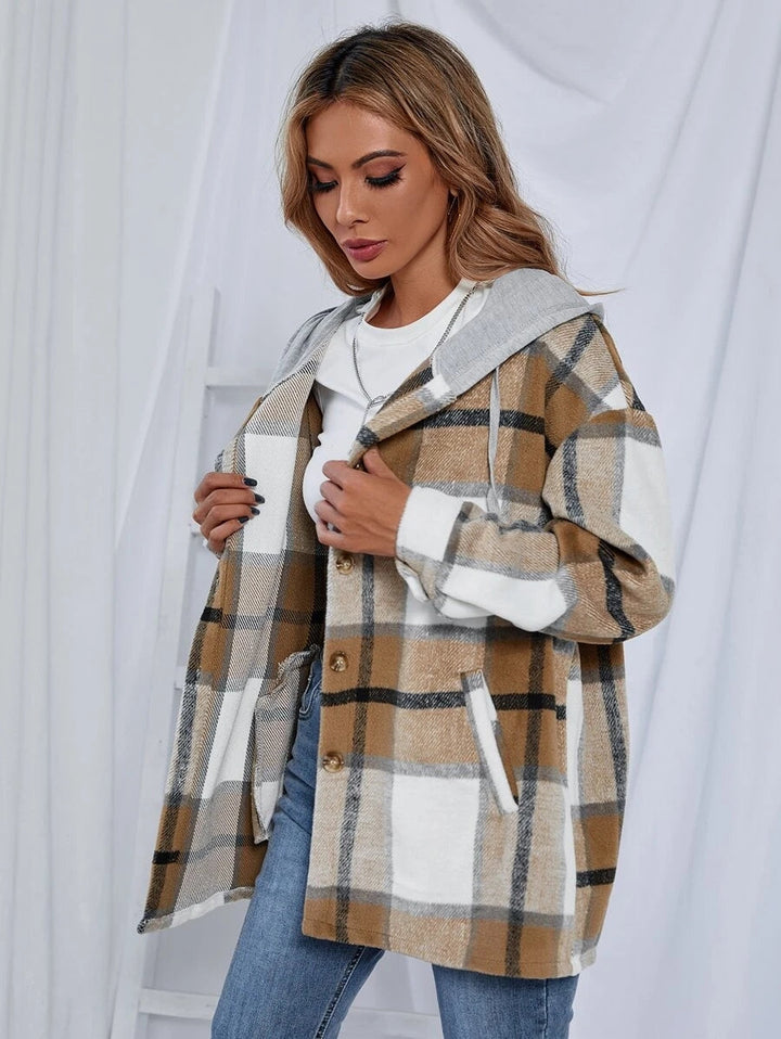 Drune | Length Tweed Karo Kapuzenjacke