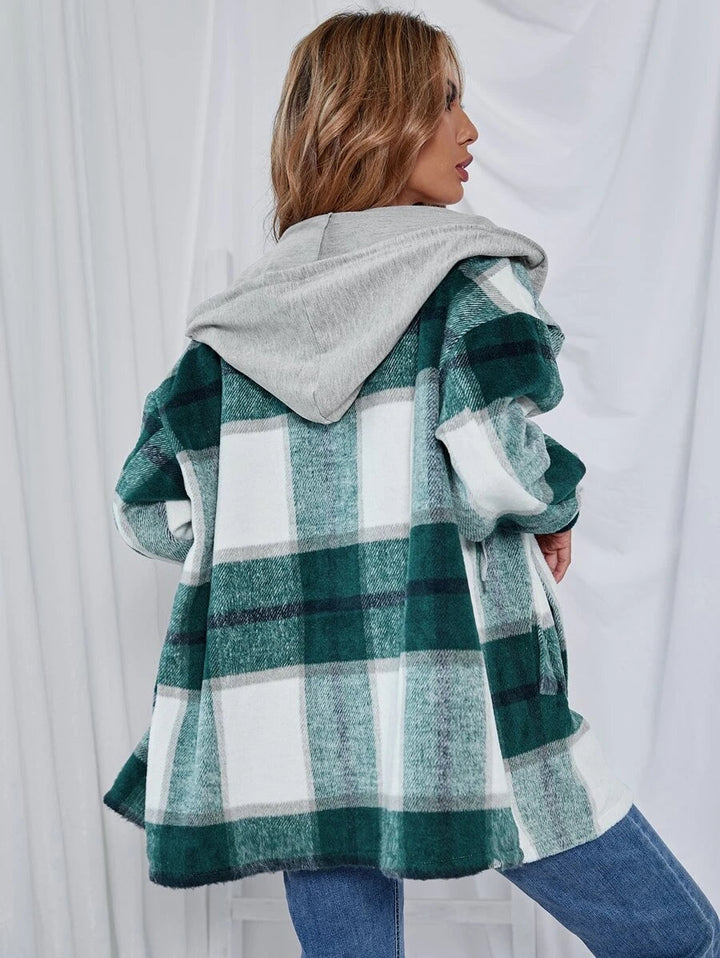 Drune | Length Tweed Karo Kapuzenjacke