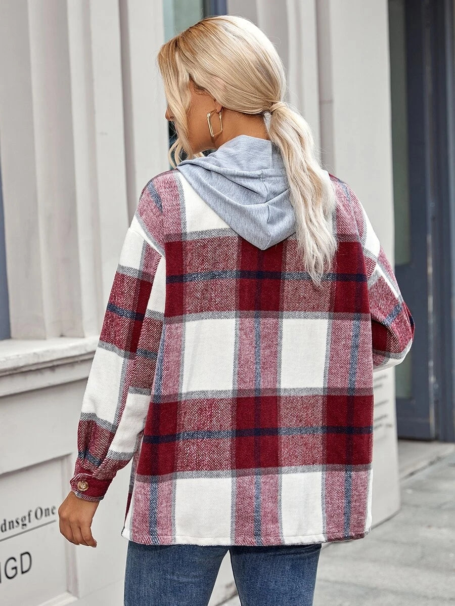 Drune | Length Tweed Karo Kapuzenjacke