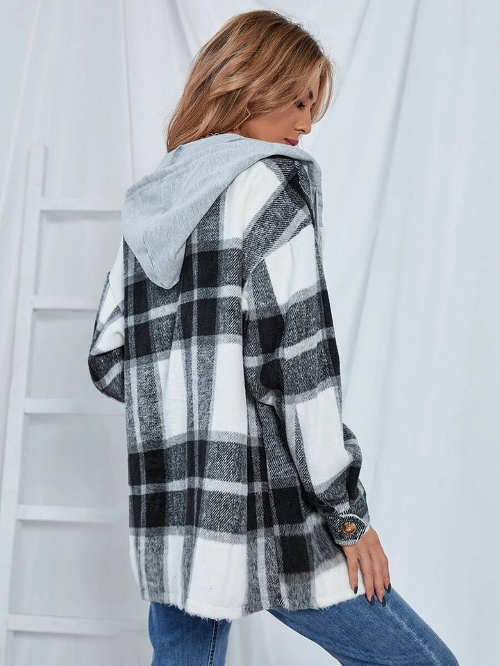 Drune | Length Tweed Karo Kapuzenjacke