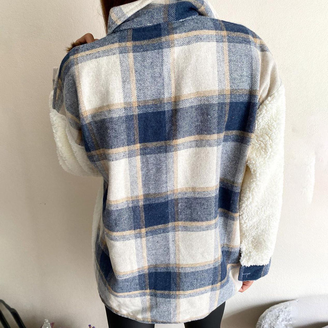 Drune | Druck Plüsch Patchwork Kontrastjacke