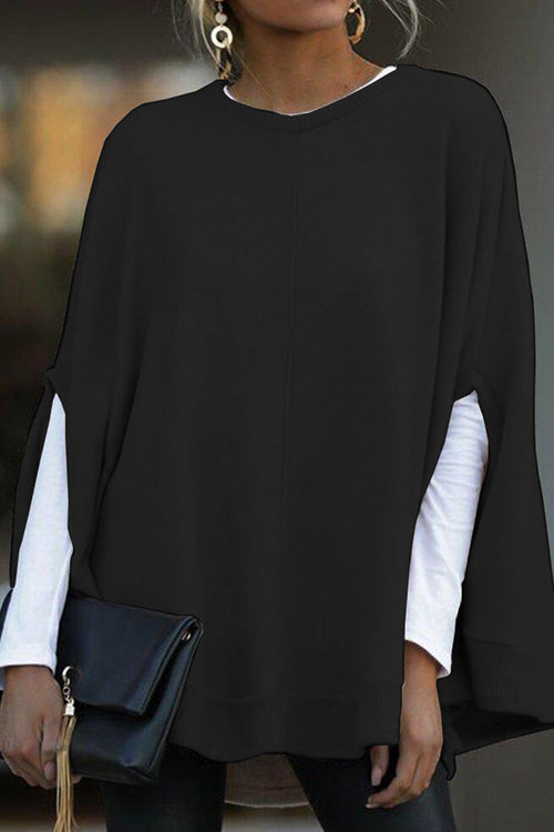 Drune | Rosiedress Rundhals Batwing Ärmel Umhang Top