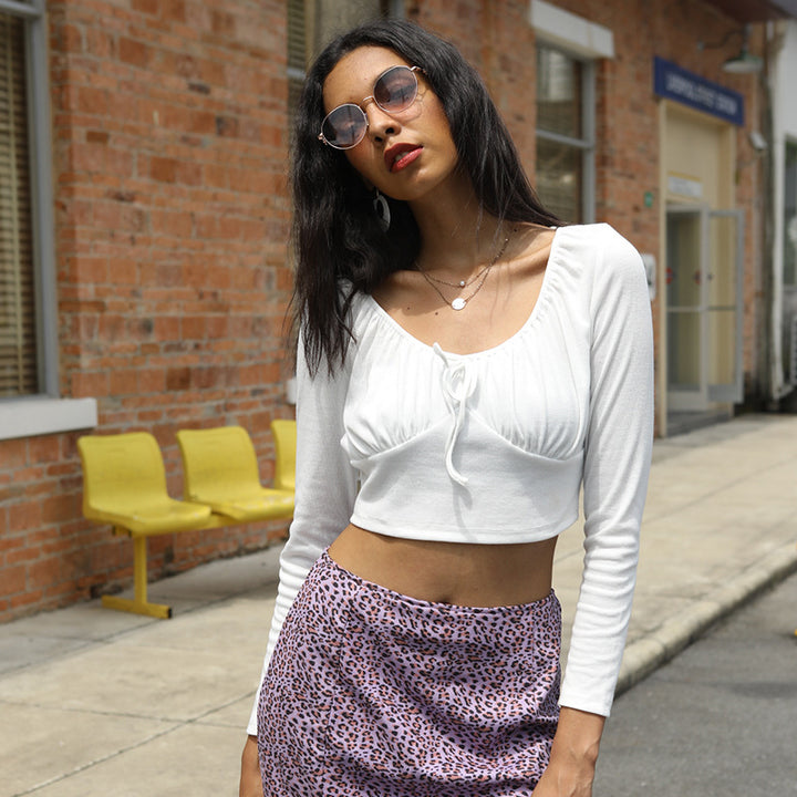 Damen Crop Top mit Raffungen Drune