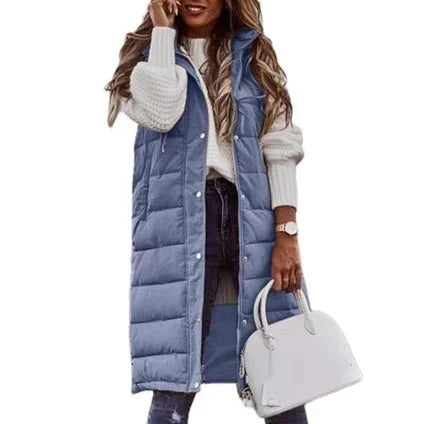 Drune | Kapuze Lange Weste Lässig Mode Einreihig Jacke