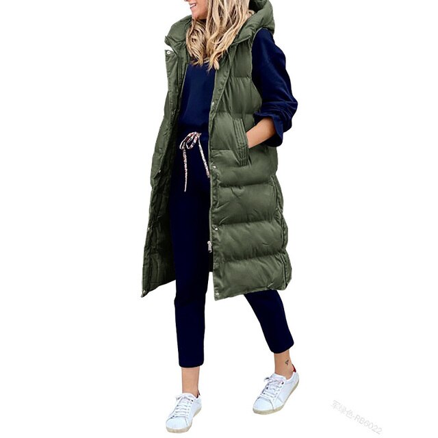 Drune | Weste Baumwolle Langer Mantel Ärmellos Lose Jacke