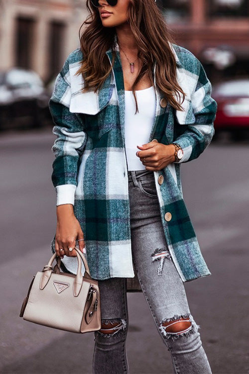 Drune | Rosiedress Casual Revers Knopf Down Taschen Karos Cardigans