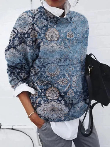 Drune | Eleganter blauer Pullover mit Rundhalsausschnitt