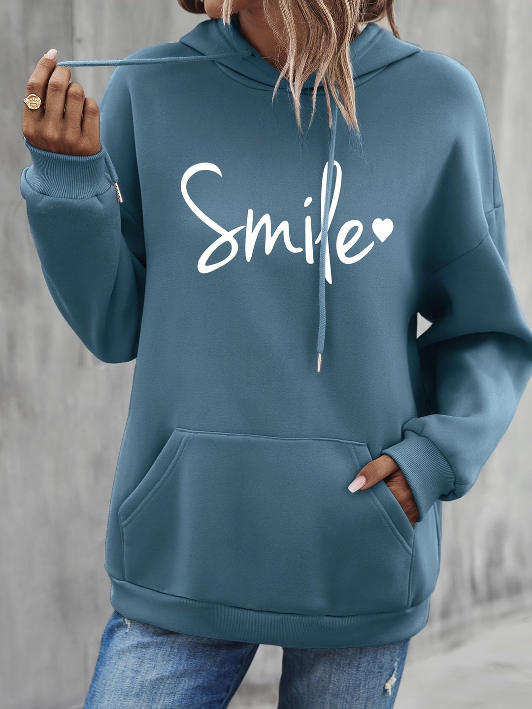 Drune | Hoodie mit Druck Baumwollmischung Lässiger Stil