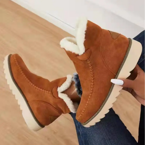 Drune | Flache Wildleder Stiefeletten mit Fell für Damen - Ideal für Alltag