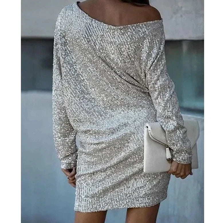 Drune | Party Paillettenkleid mit Kontrast