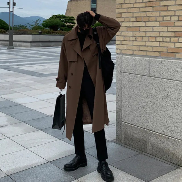 Drune | Neue Herbst Trenchcoats Für Herren Langer, Modischer Oberbekleidungs Trenchcoat