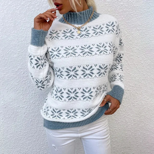 Drune | Stilvolle Winter Casual Frosty Fun Schneeflocken Pullover für Frauen