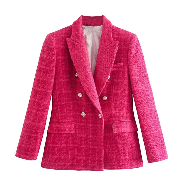 Drune - Damen Doppelreihiger Lässiger Blazer mit Langen Ärmeln