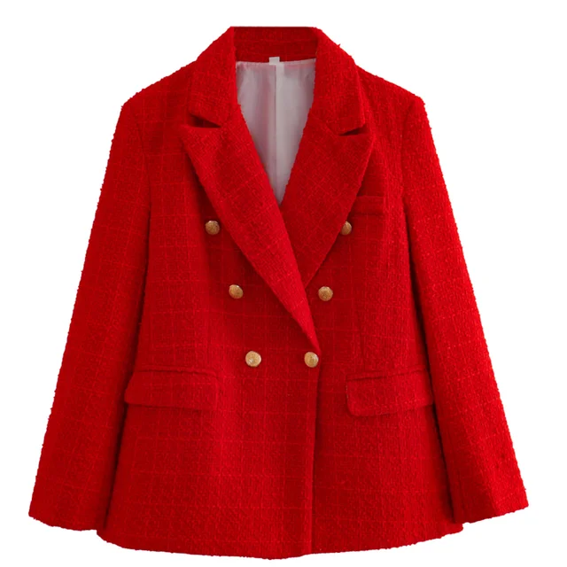 Drune - Damen Doppelreihiger Lässiger Blazer mit Langen Ärmeln