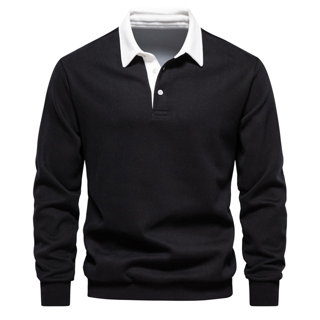 Drune | Klassisches Polo Hals Sweatshirt Baumwolle Bequem und Stilvoll