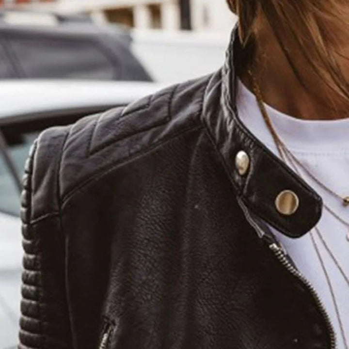 Drune Schwarze Biker Lederjacke Für Damen | Perfekt Für Den Alltag