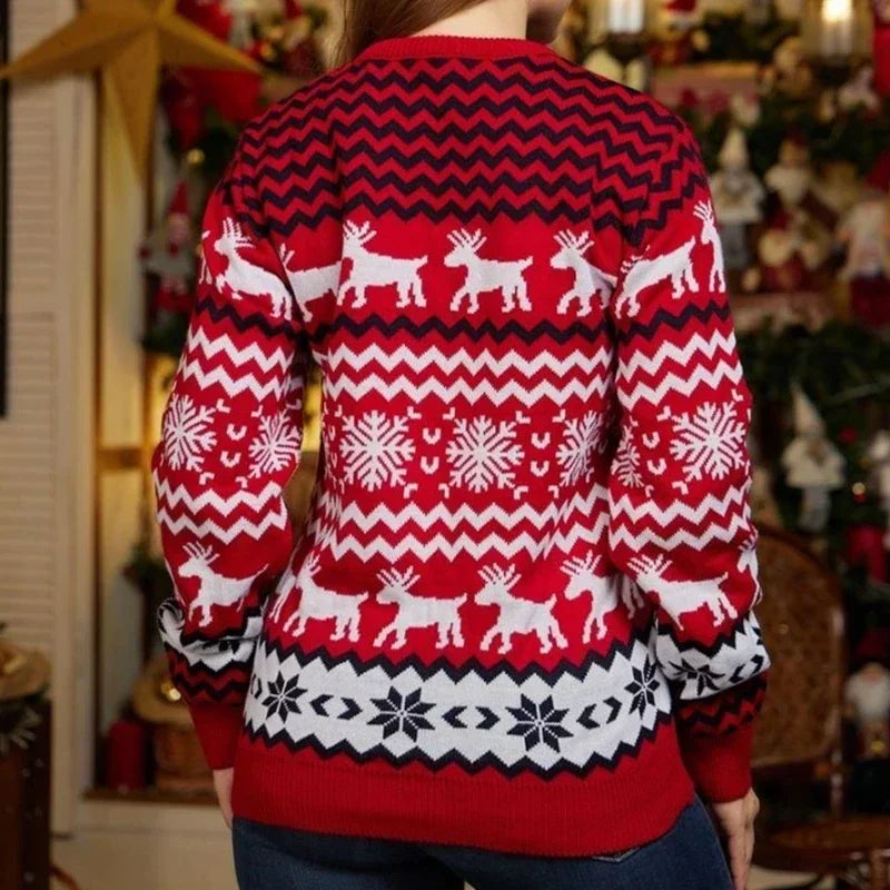 Drune | WeihnachtsSweater Baumwollmischung mit festlichem Druck - Unisex Wintersweater