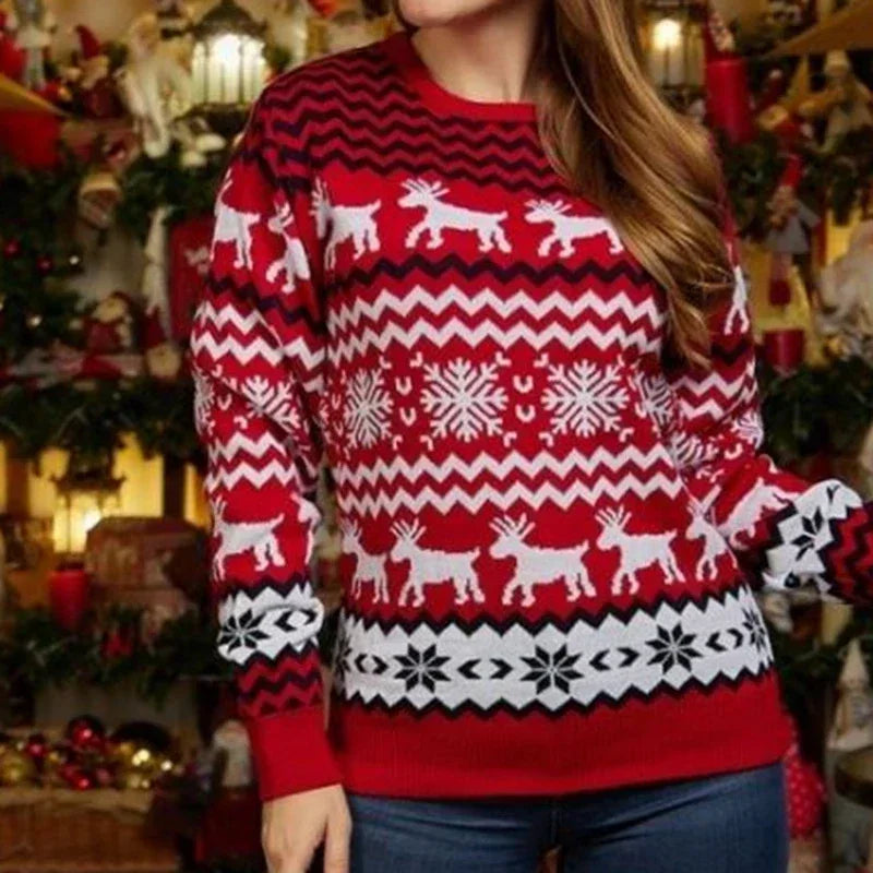 Drune | WeihnachtsSweater Baumwollmischung mit festlichem Druck - Unisex Wintersweater
