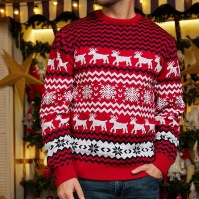 Drune | WeihnachtsSweater Baumwollmischung mit festlichem Druck - Unisex Wintersweater