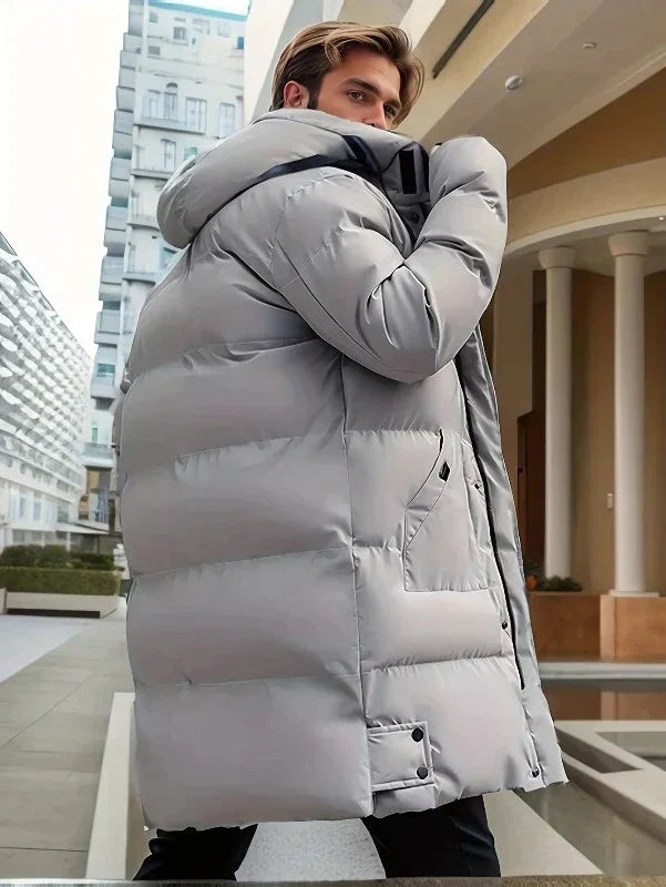Drune | Herren Puffer Winterjacke - Kapuzen-Langdesign