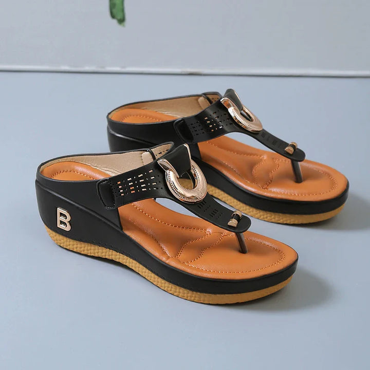 Drune- Damen Römersandalen mit Keilabsatz und Plateau