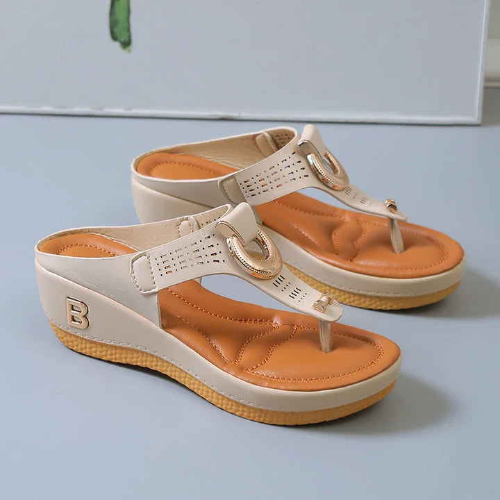 Drune- Damen Römersandalen mit Keilabsatz und Plateau