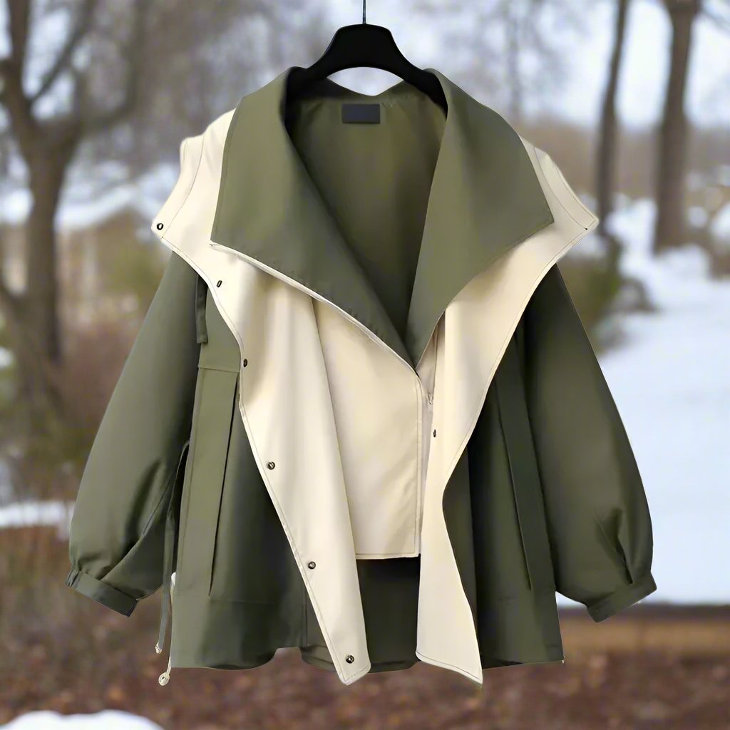 Drune | Baumwolljacke Drapierter Kragen Lässige Passform Jacke