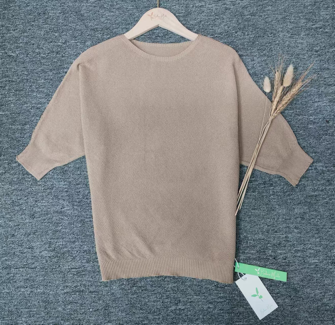 Drune | Goldfarbener einfarbiger Pullover mit Rundhalsausschnitt