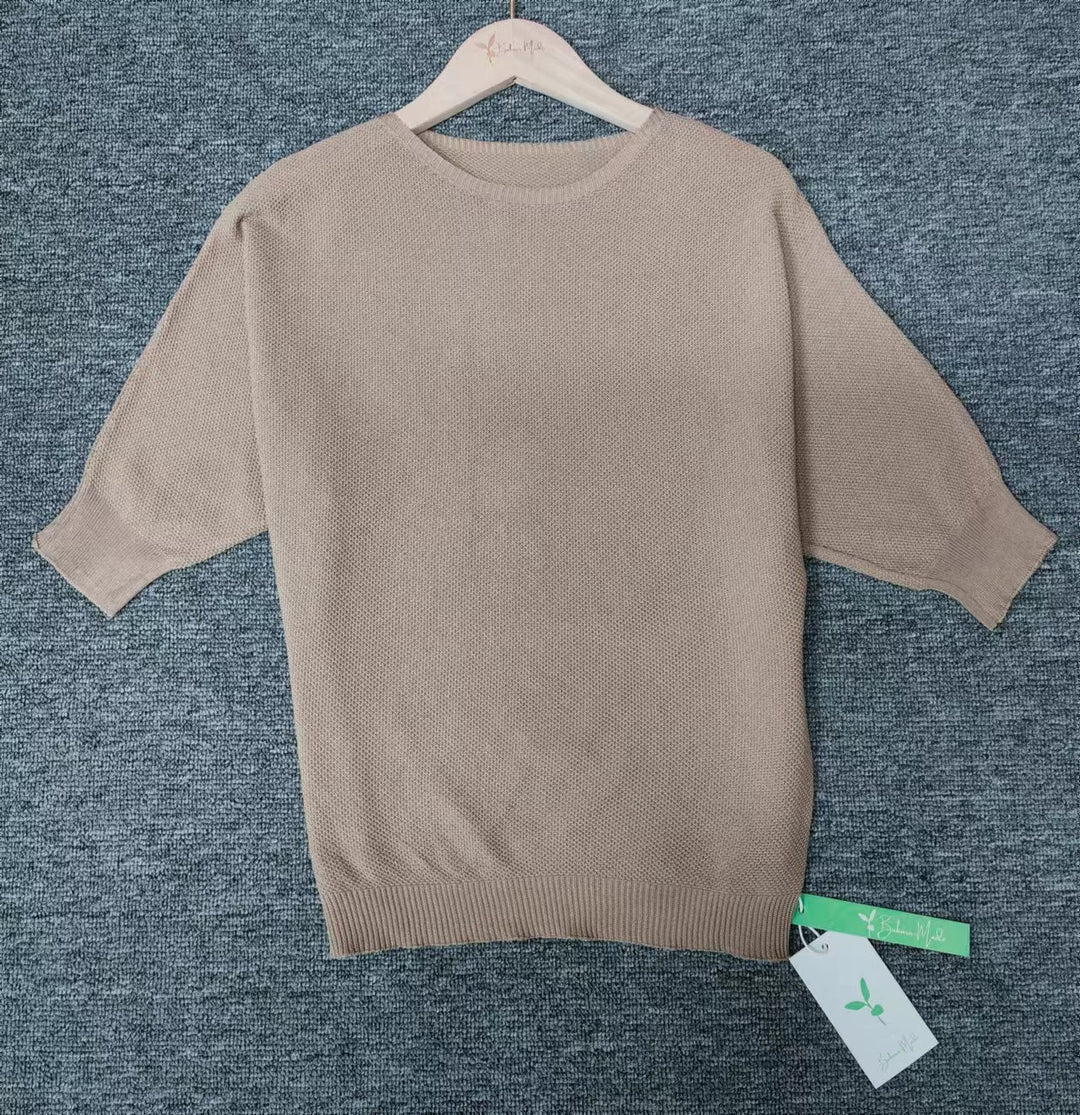 Drune | Goldfarbener einfarbiger Pullover mit Rundhalsausschnitt