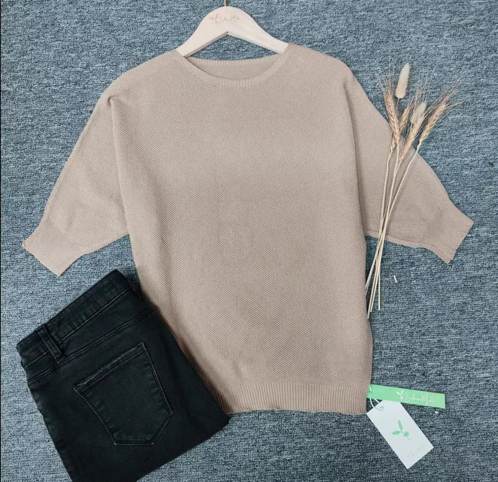 Drune | Goldfarbener einfarbiger Pullover mit Rundhalsausschnitt