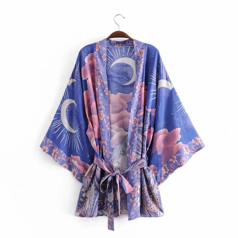 Drune Strandkimono mit „Mystic Blue Moon Starrynight“-Aufdruck