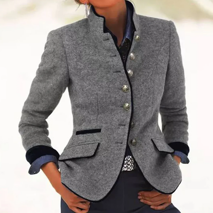 Drune | Weinlese Knopfhälfte Winterjacke mit Hohem Kragen Detail