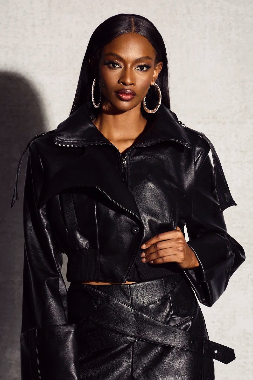 Drune | Cropped Lederjacken Set