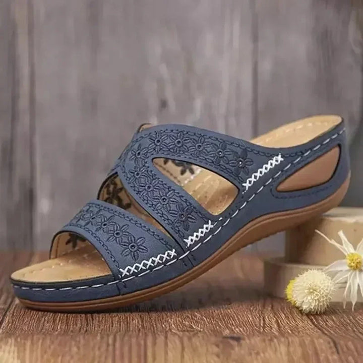 Drune - Premium Orthopädische Sandalen mit Keilabsatz und Offener Zehpartie