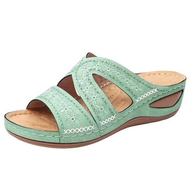 Drune - Premium Orthopädische Sandalen mit Keilabsatz und Offener Zehpartie