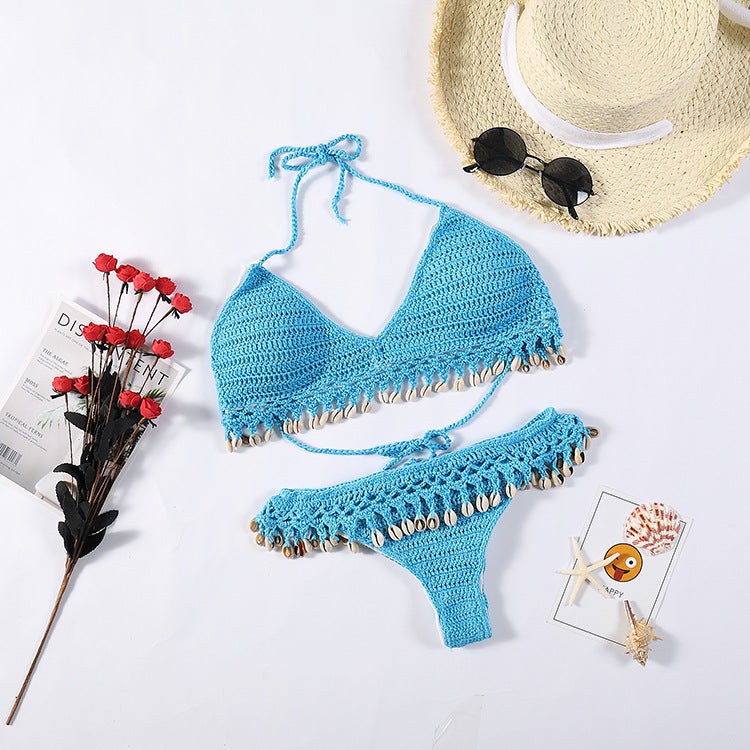 Damen Häkel-Bikini-Set mit Muscheldetails Drune