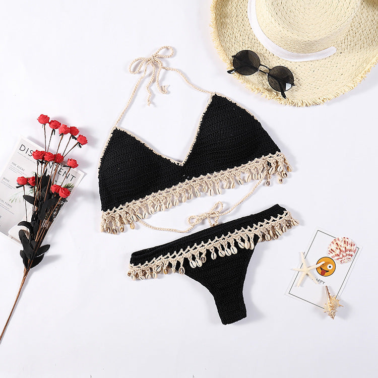 Damen Häkel-Bikini-Set mit Muscheldetails Drune
