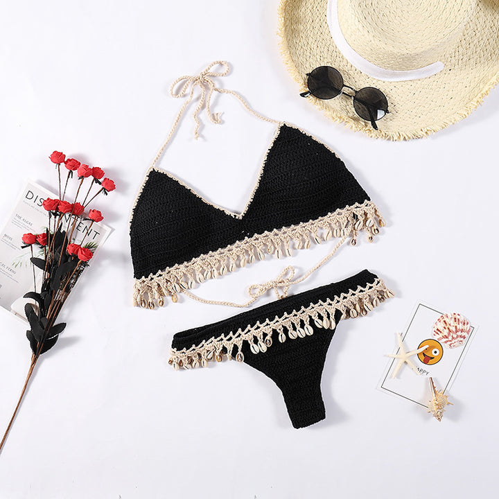 Damen Häkel-Bikini-Set mit Muscheldetails Drune