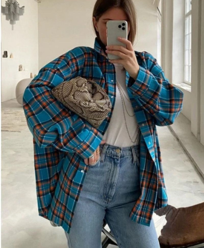 Damen Oversize Karo Flanellhemd Bequem Für Alltag