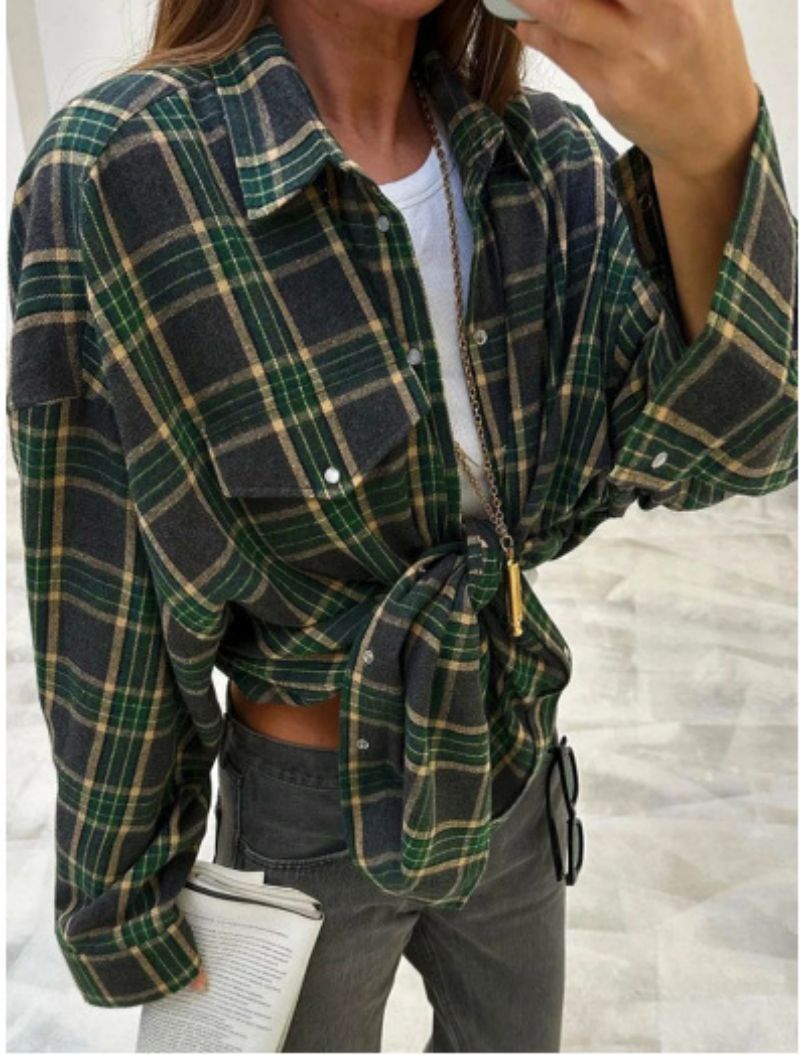 Damen Oversize Karo Flanellhemd Bequem Für Alltag