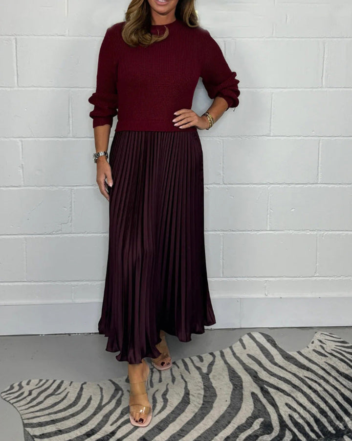 Drune | Lässiges Kontrastfarbenes Kleid mit Patchwork und Plissee